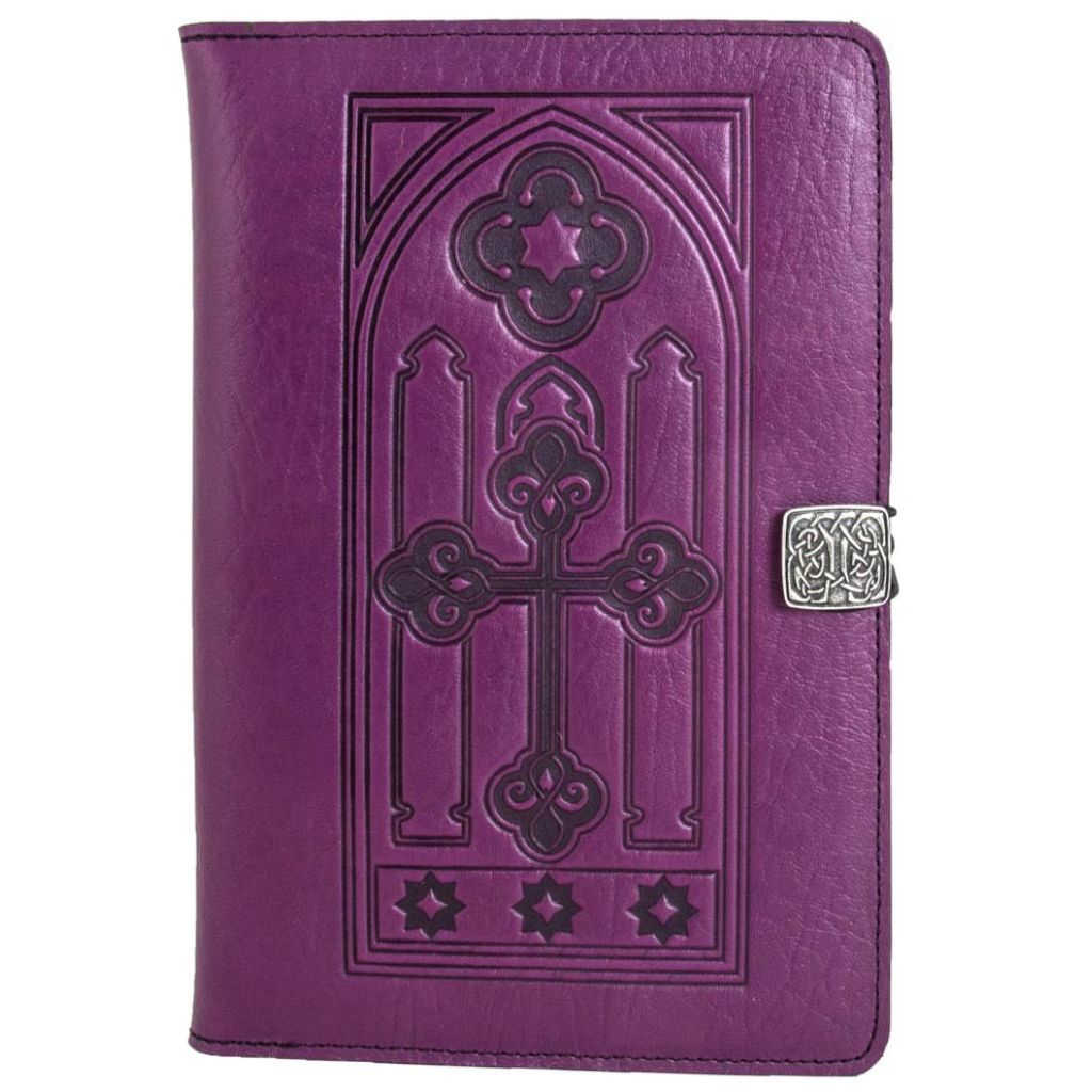 Oberon Design Leather iPad Mini Cover, Case, Stained Glass, Orchid