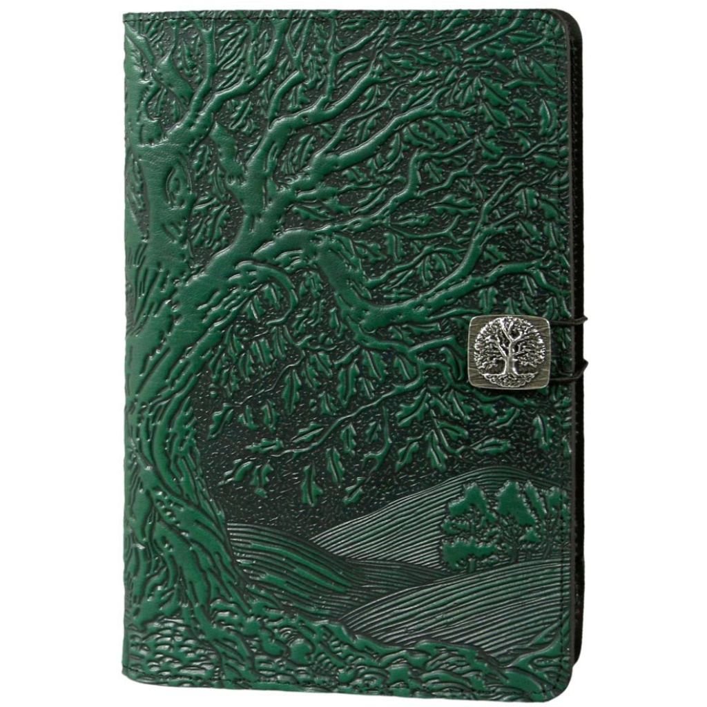 Oberon Design Leather iPad Mini Cover, Case, Tree of Life, Green