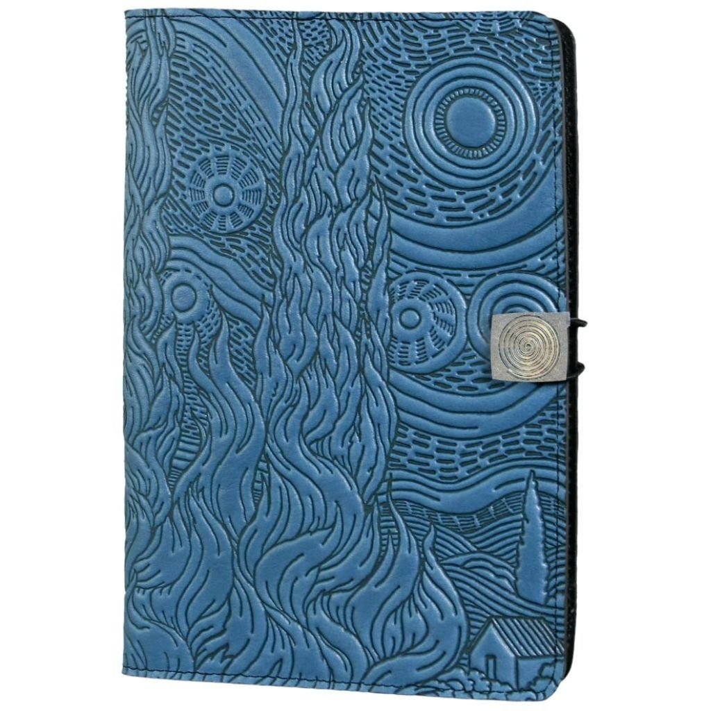 Oberon Design Leather iPad Mini Cover, Case, Van Gogh&#39;s Sky, Blue