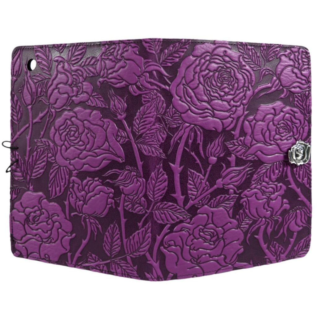 Oberon Design Leather iPad Mini Cover, Wild Rose, Orchid - Open