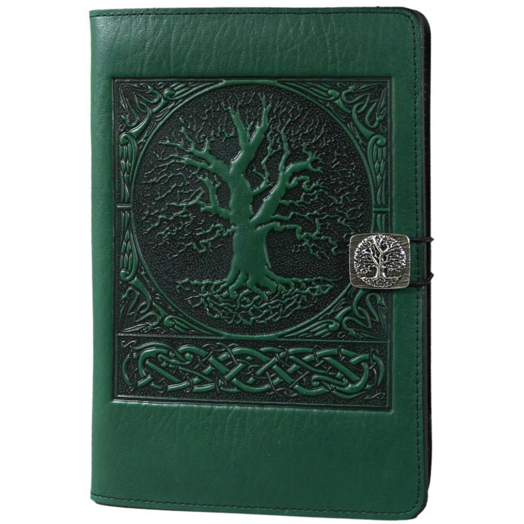 Oberon Design Leather iPad Mini Cover, Case, World Tree, Green