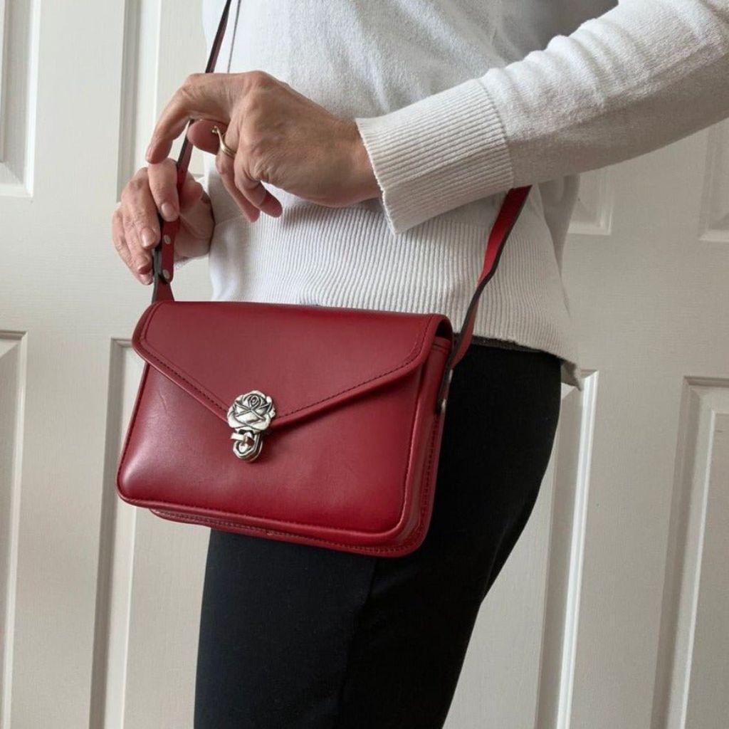 Limited Edition Leather "Becca" Cell Phone Handbag, Newport Red