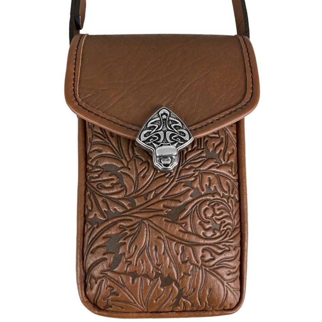Oberon Design Leather Women&#39;s Handbag, Molly, Acanthus in Saddle