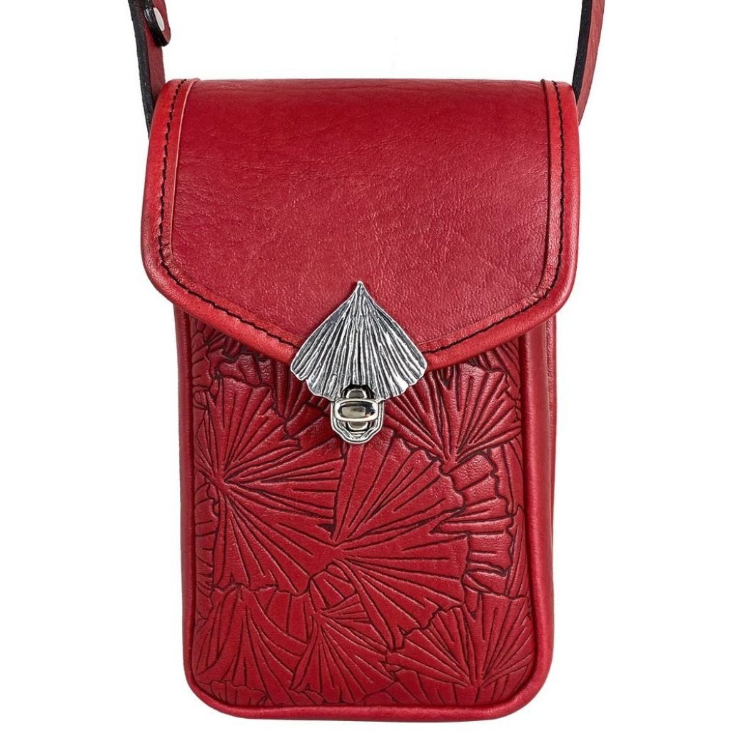Oberon Design Leather Women&#39;s Handbag, Molly, Ginkgo in Red