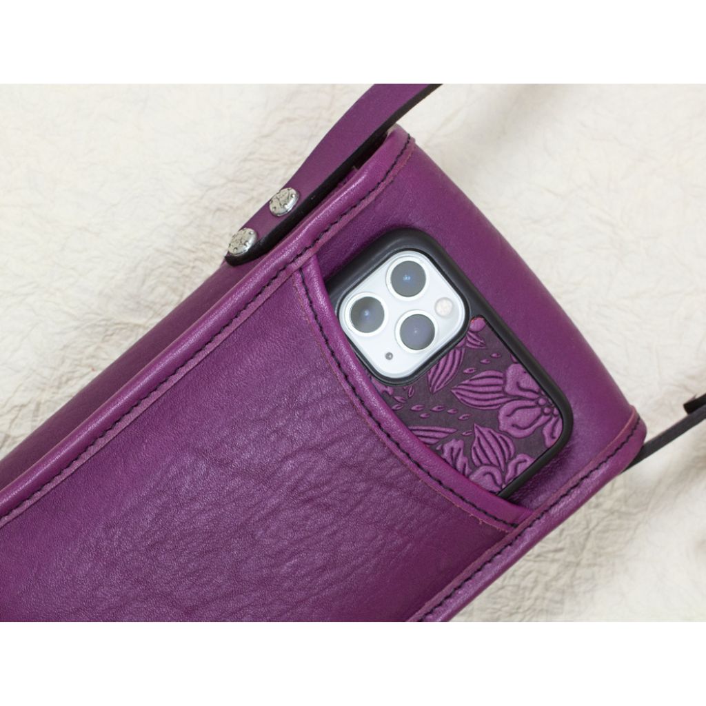 Oberon Design Leather Women&#39;s Handbag, Molly, Orchid Back