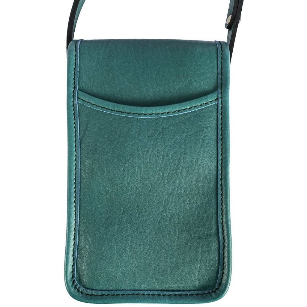 Oberon Design Leather Women&#39;s Cell Phone Handbag, Molly, Teal Back
