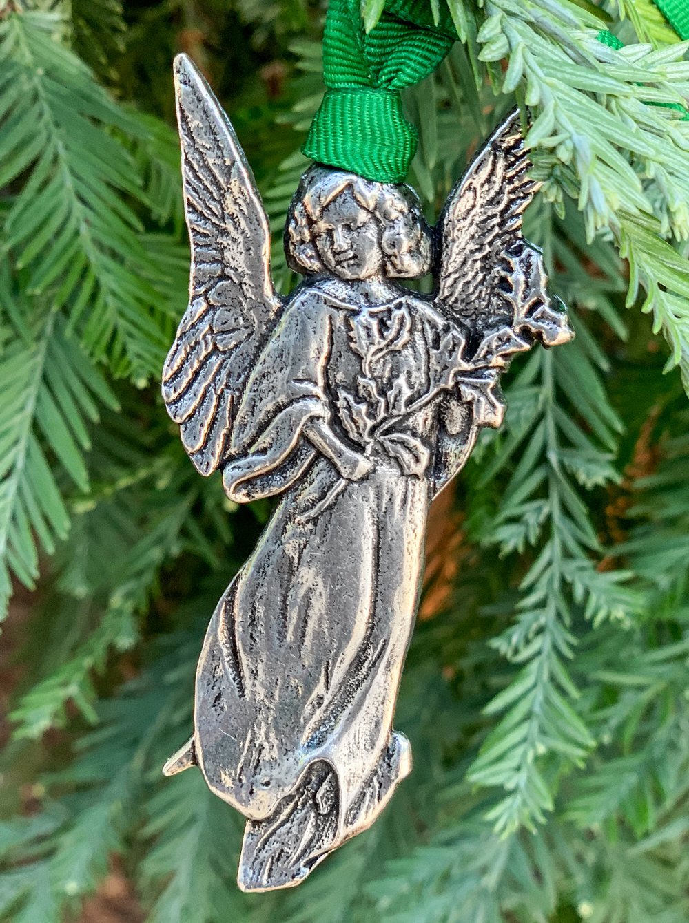 Oberon Design Holly Angel Holiday Ornament in Tree