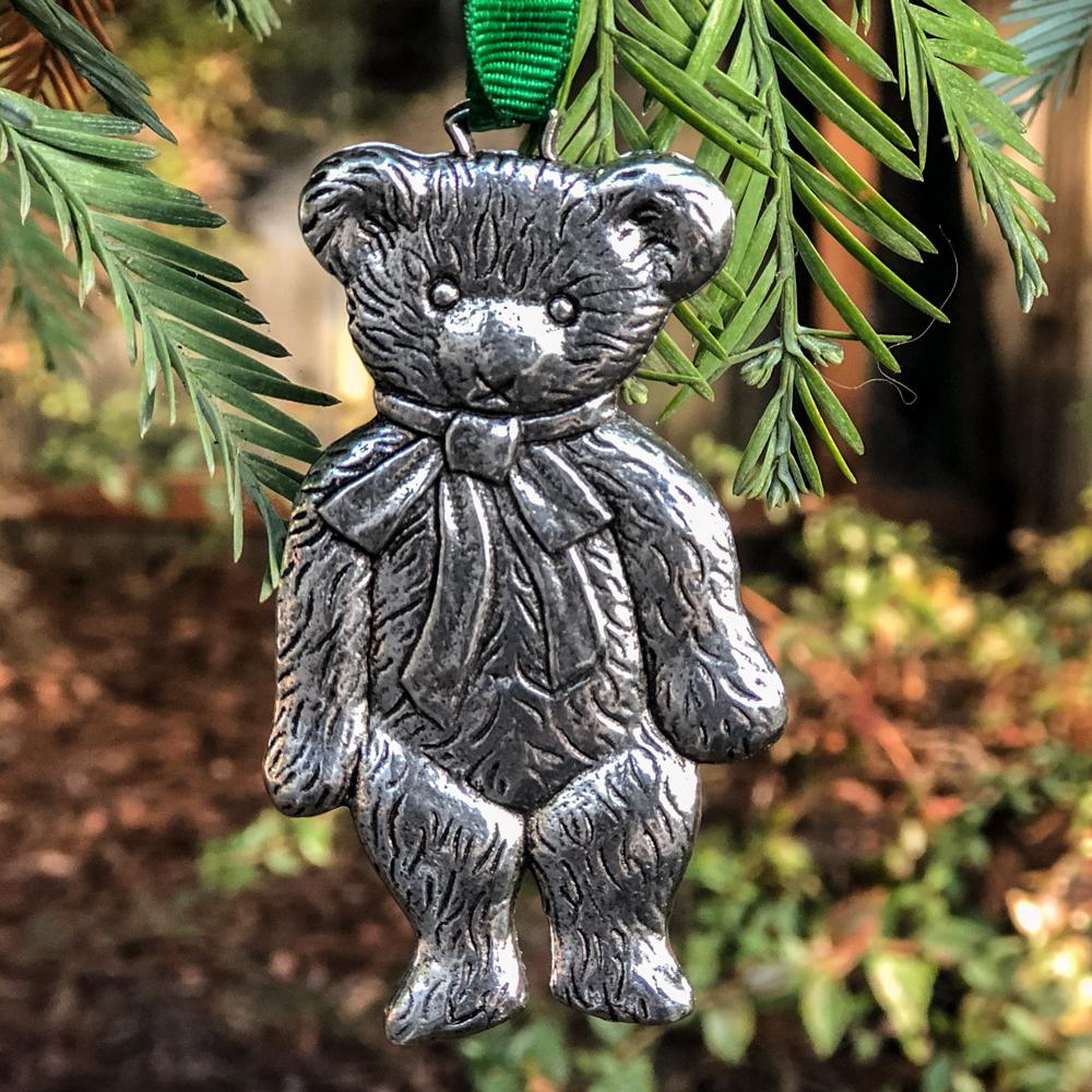Oberon Design Teddy Bear Metal Collectable Christmas Ornament - Hand Made in The USA