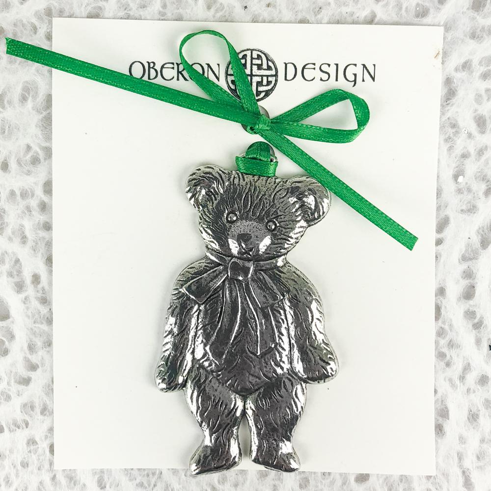 Oberon Design Teddy Bear Metal Collectable Christmas Ornament - Hand Made in The USA