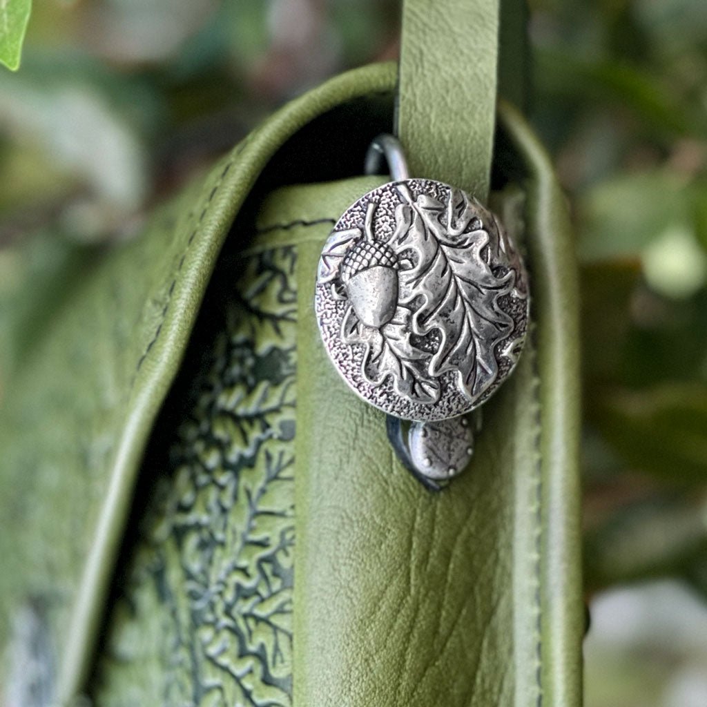Oberon Design Hand Crafted Key Ring Purse Hook, Oak Leaf Acorn on Purse