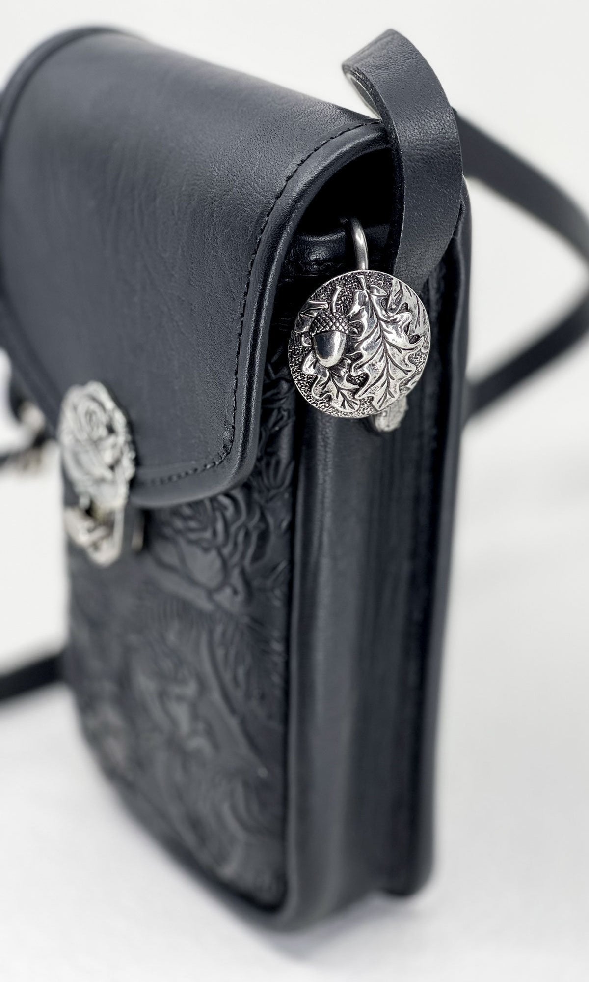 Oberon Design Purse Oak Leaf Key Hook on our Black Rose Molly Bag