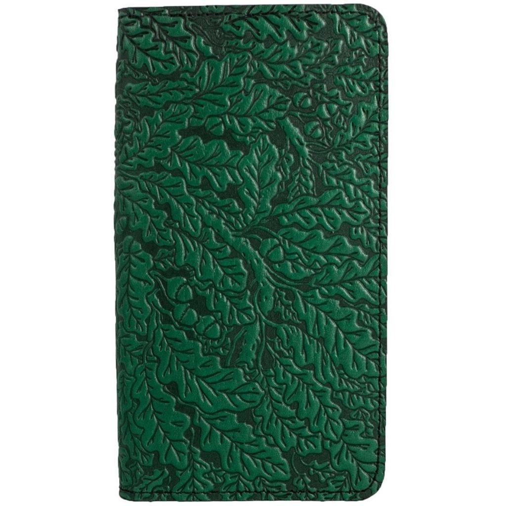 Checkbook Cover Oak Leaves in Saddle