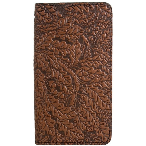 Oberon Design Leather Checkbook Cover, Oak Leaves, Made in the USA