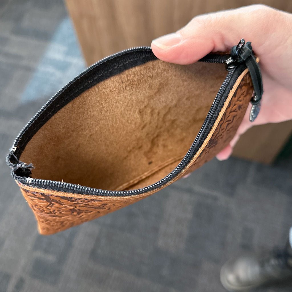 Brown Leather Zipped Coin purse