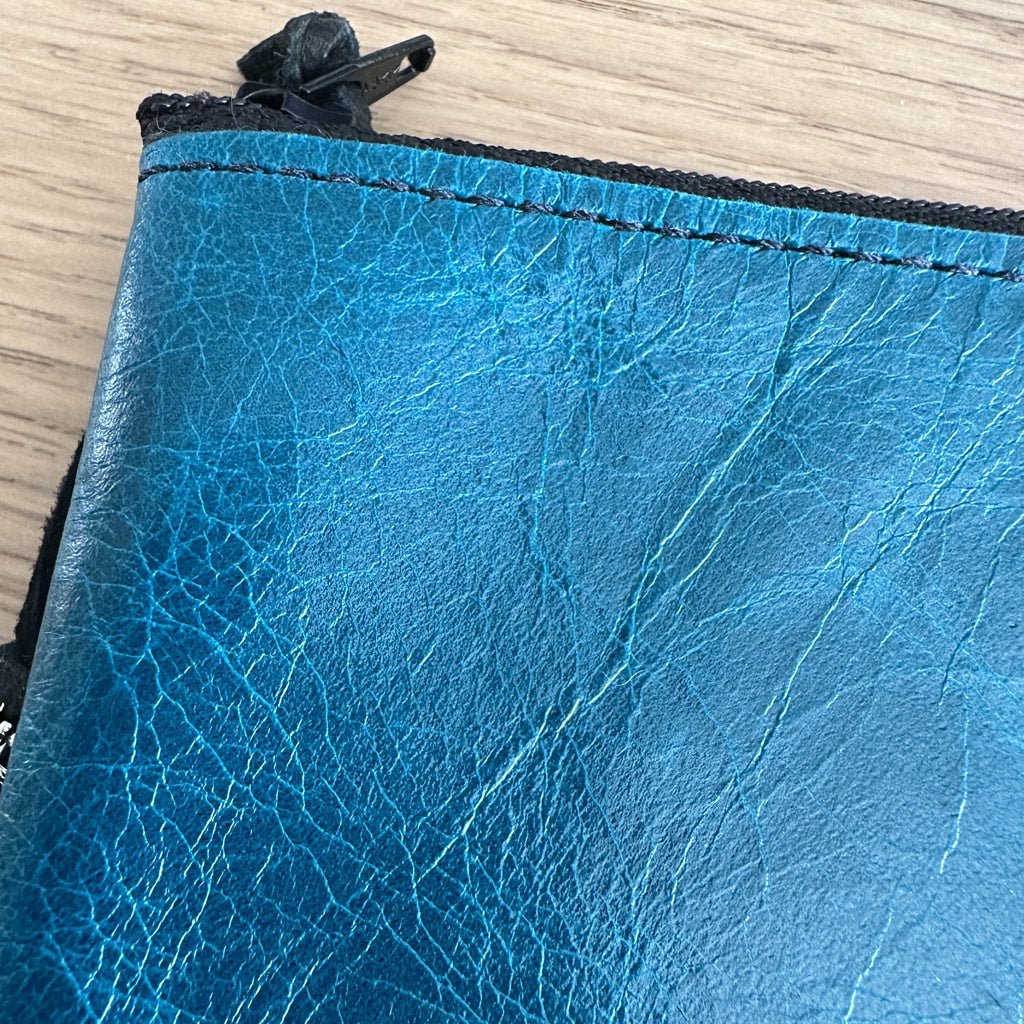 Blue Leather Zip Wallet