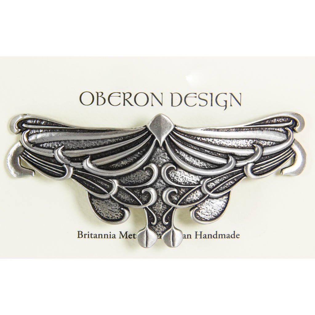 Oberon Design Hair Clip, Barrette, Hair Accessory, Art Nouveau Leaf, Card