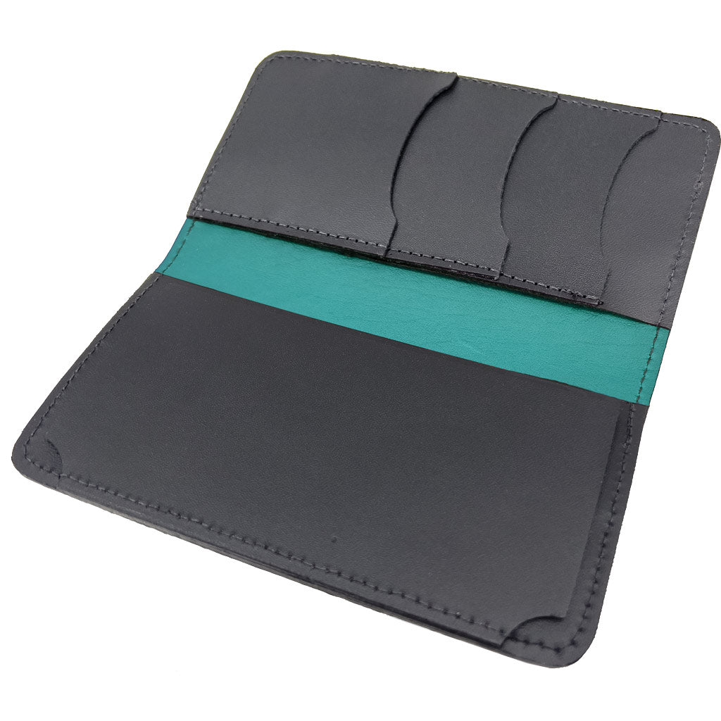 Oberon Design Leather Checkbook Cover, Interior with Card Holders