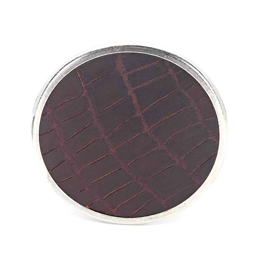 Alligator Leather &amp; Metal Deluxe Coaster Set