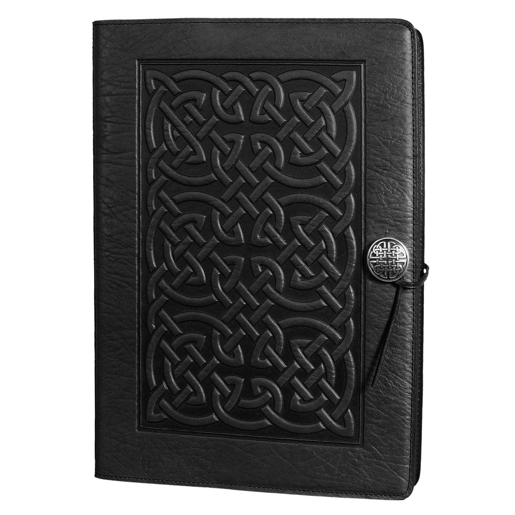 Oberon Design Extra Large Leather Refillable Journal, Bold Celtic, Black