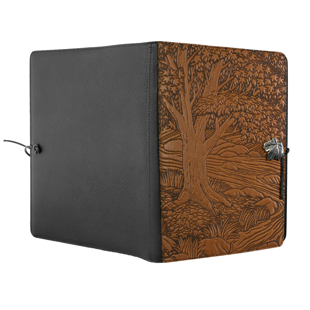 Oberon Design Extra Large Journal, Sketchbook, Creekbed Maple, Saddle, Open