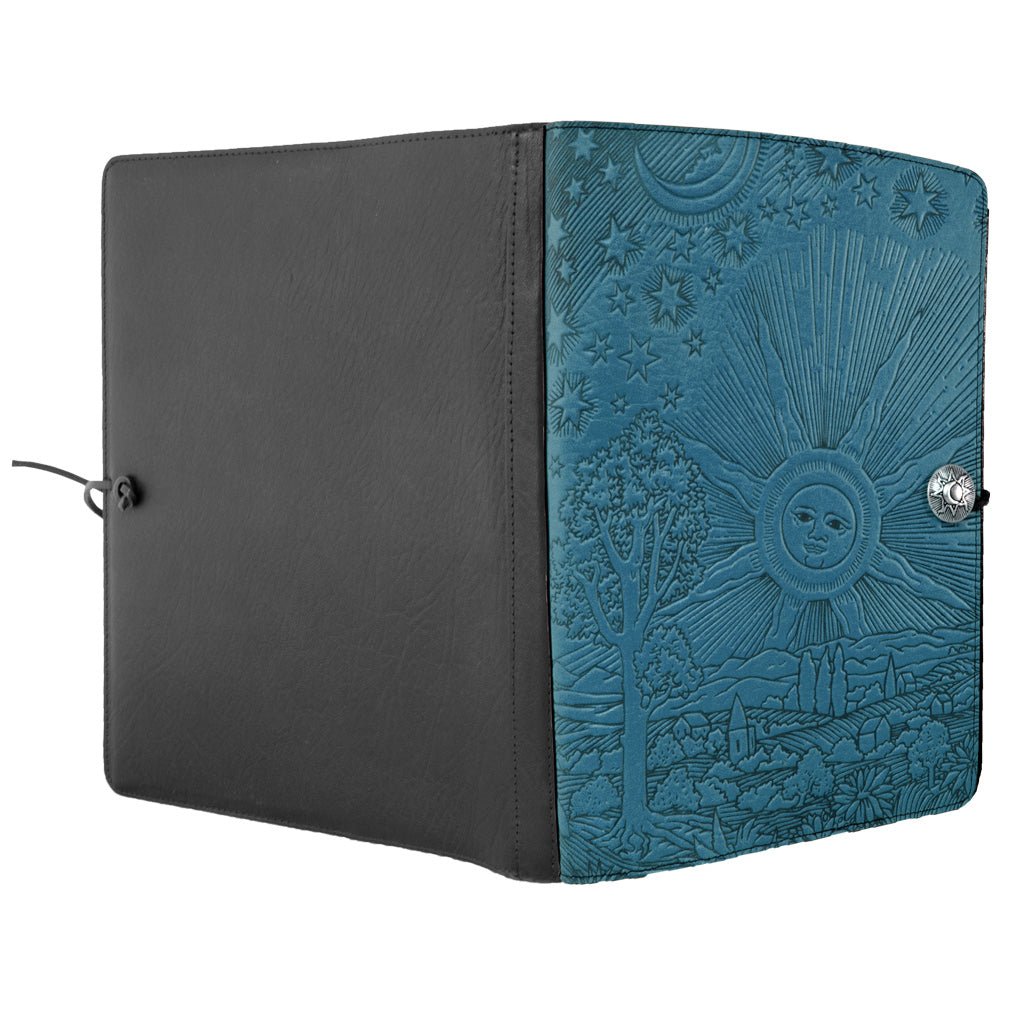 Extra Large Leather Journal, Sketchbook, Roof of Heaven, Blue, Open