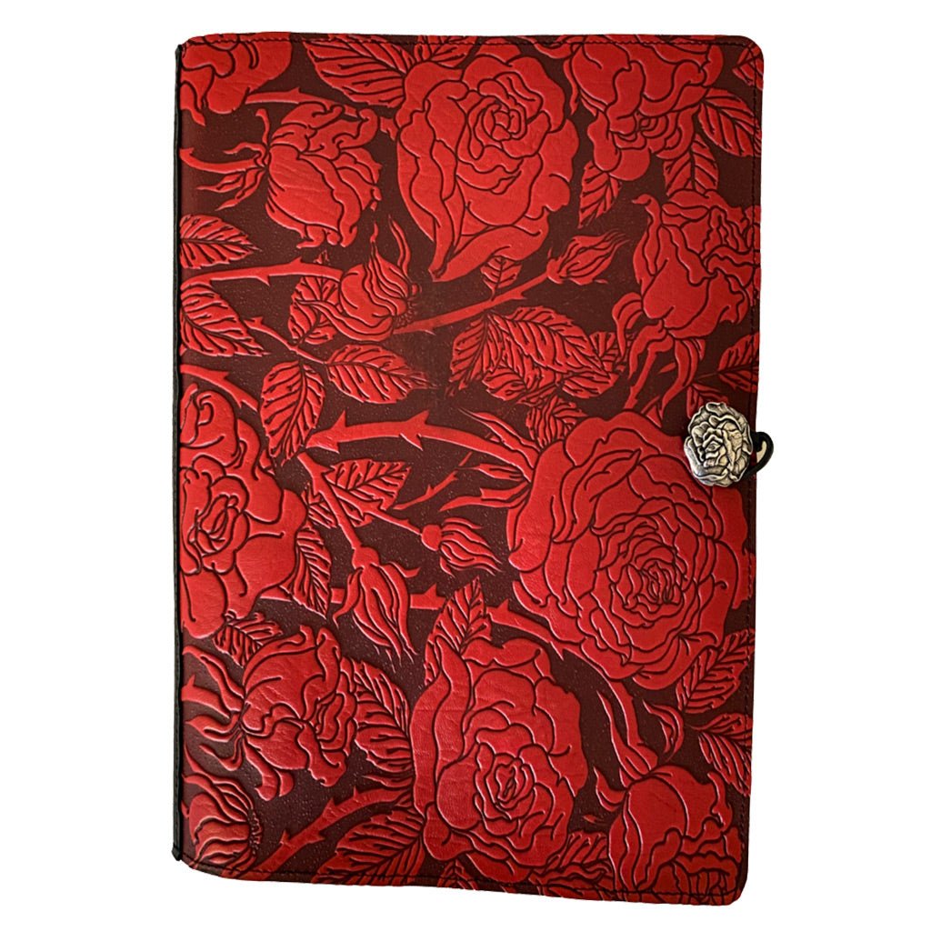 Oberon Design Extra Large Leather Journal, Sketchbook, Wild Rose, Red