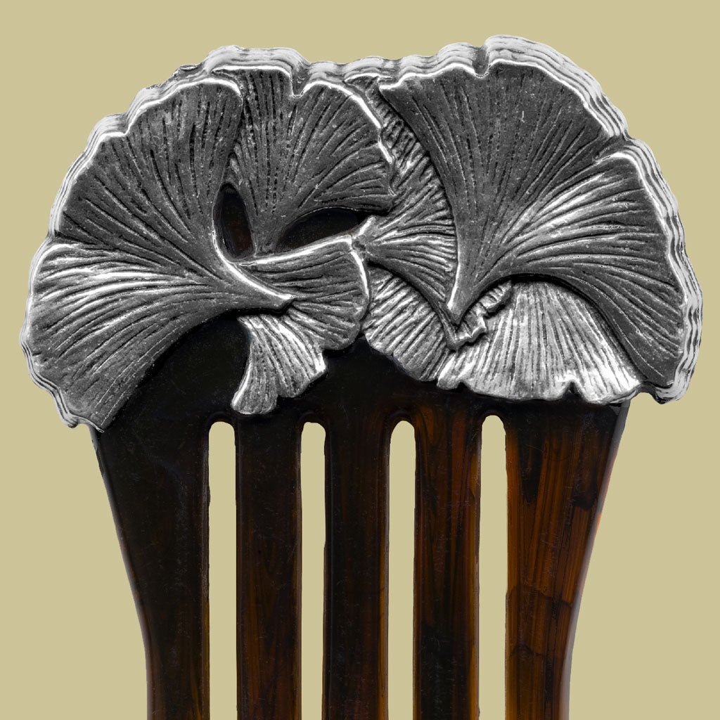 Oberon Design Hair Accessory, Hair Comb, Ginkgo, DETAIL