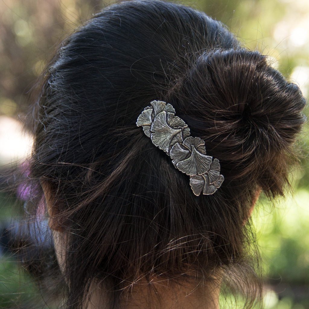 Oberon Design Hair Clip, Barrette, Hair Accessory, Ginkgo, Model 2