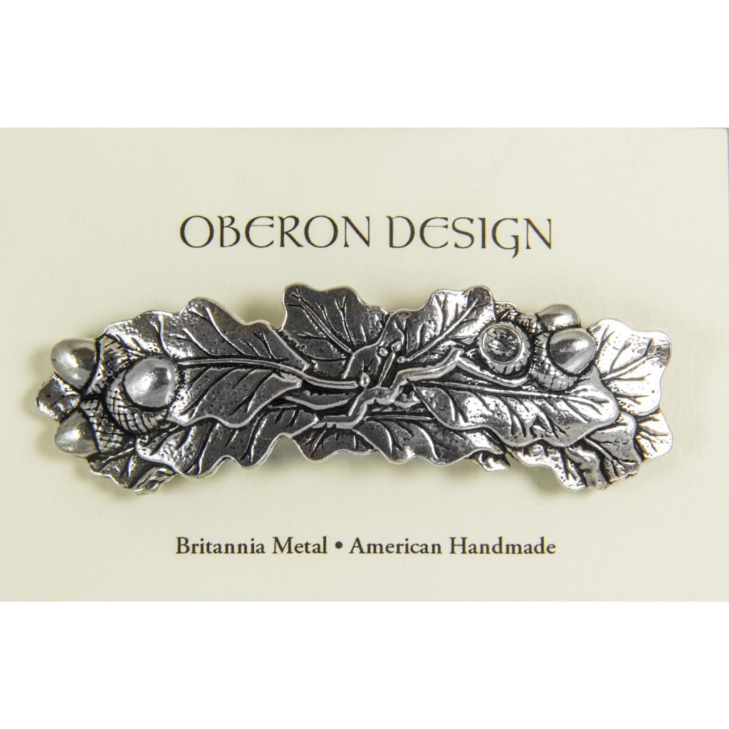 Oberon Design Hair Clip, Barrette, Hair Accessory, Oak Leaf, Card