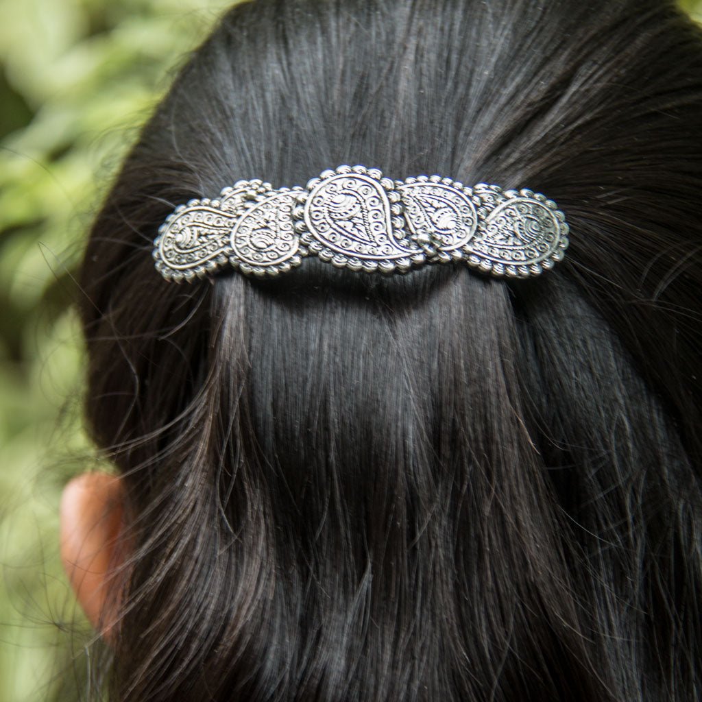 Oberon Design Hair Clip, Barrette, Hair Accessory, Paisley, Model 2