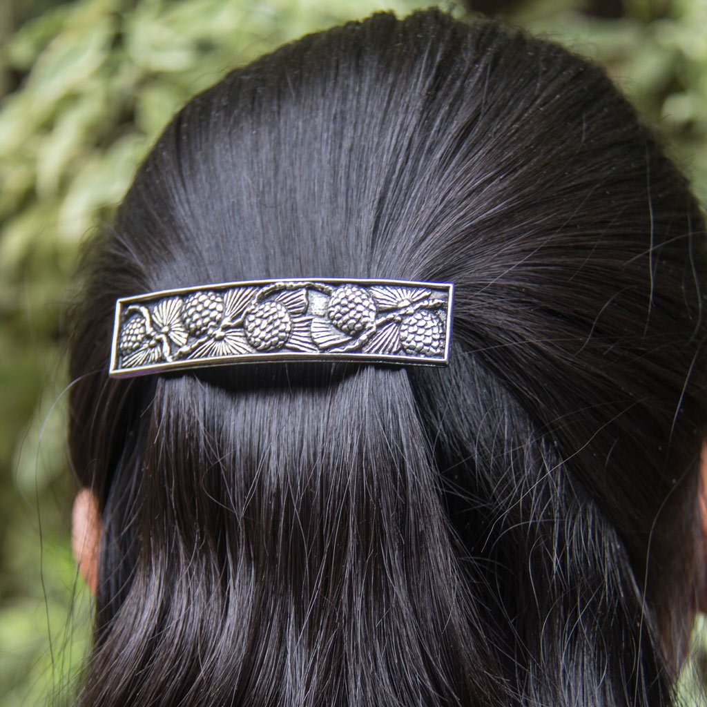 Oberon Design Hair Clip, Barrette, Hair Accessory, Pine Cone, 70mm