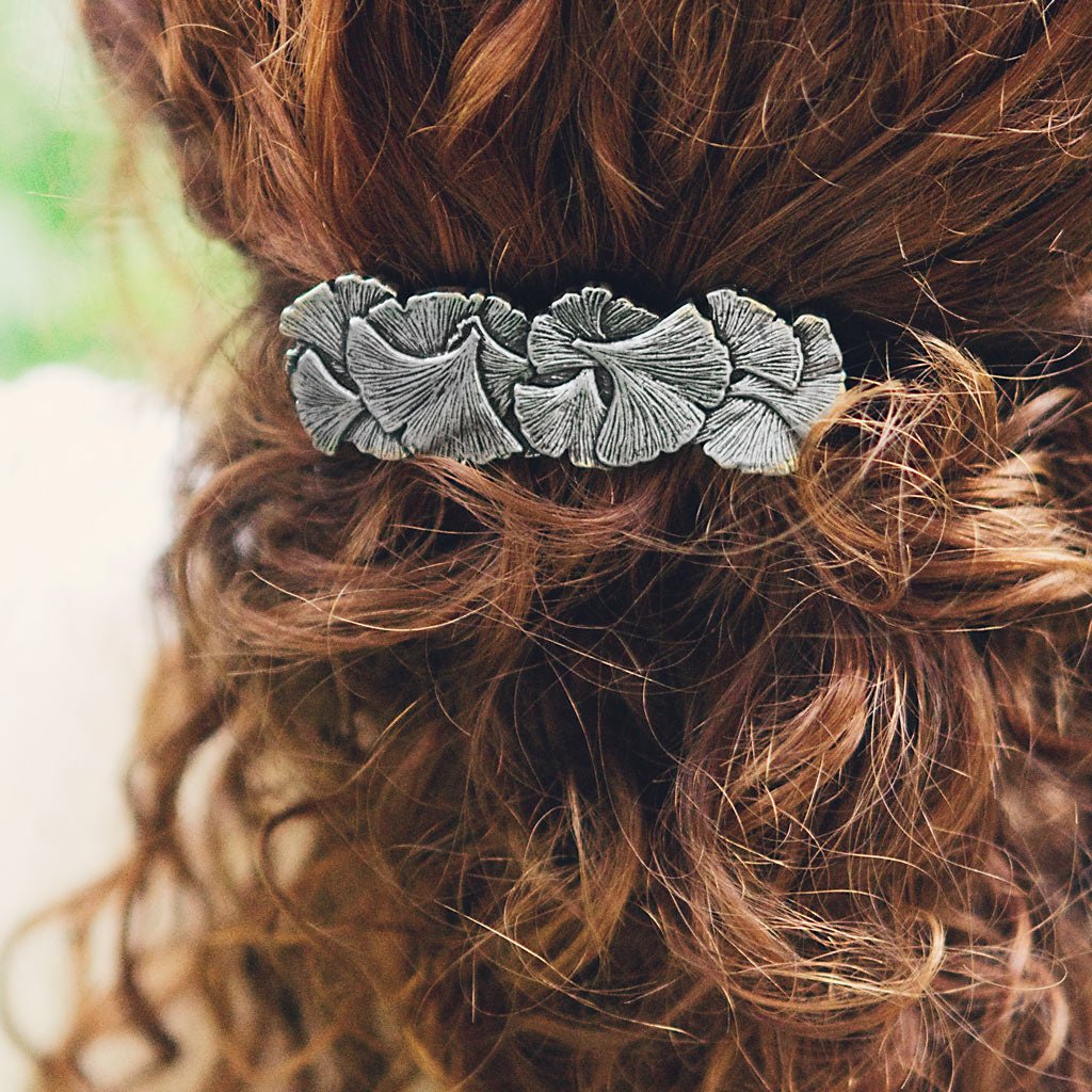 Oberon Design Ginkgo Leaf Jewelry Set, Hair Clip