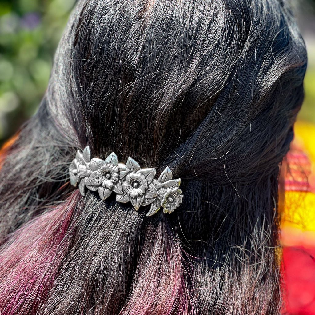 Oberon Design Hair Clip, Barrette, Hair Accessory, Daffodil, Model 2