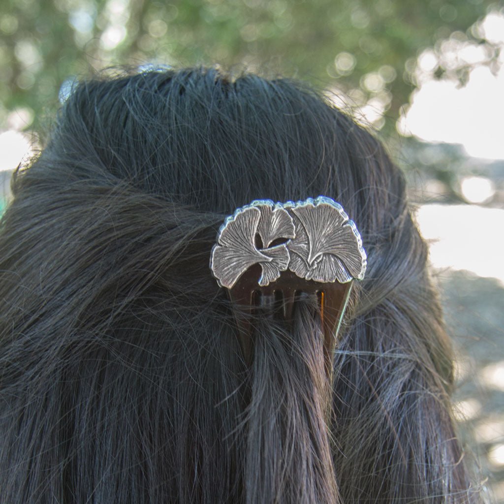 Oberon Design Hair Accessory, Hair Comb, Ginkgo, Model 3