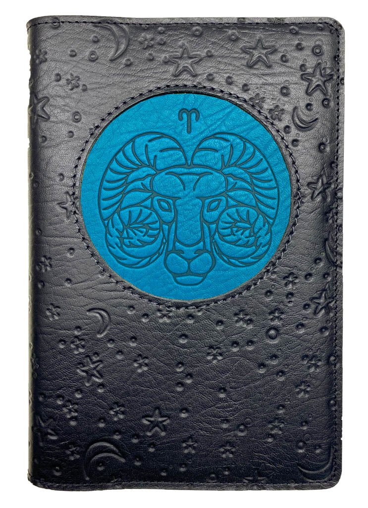 Oberon Design Zodiac Icon Journal Moon &amp; Stars, Aries,  Blue &amp; Black