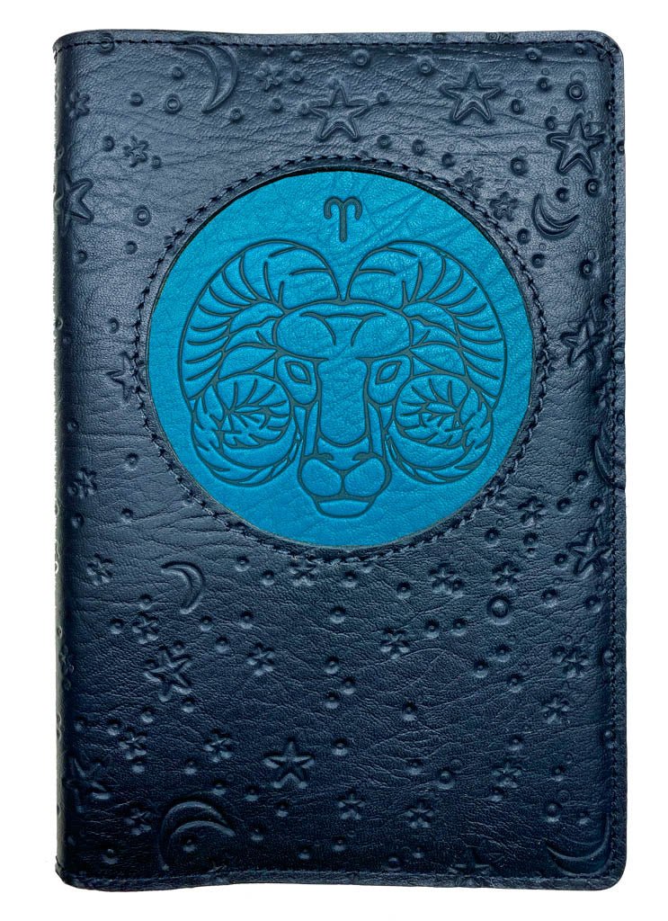 Oberon Design Zodiac Icon Journal Moon &amp; Stars, Aries, Blue &amp; Navy