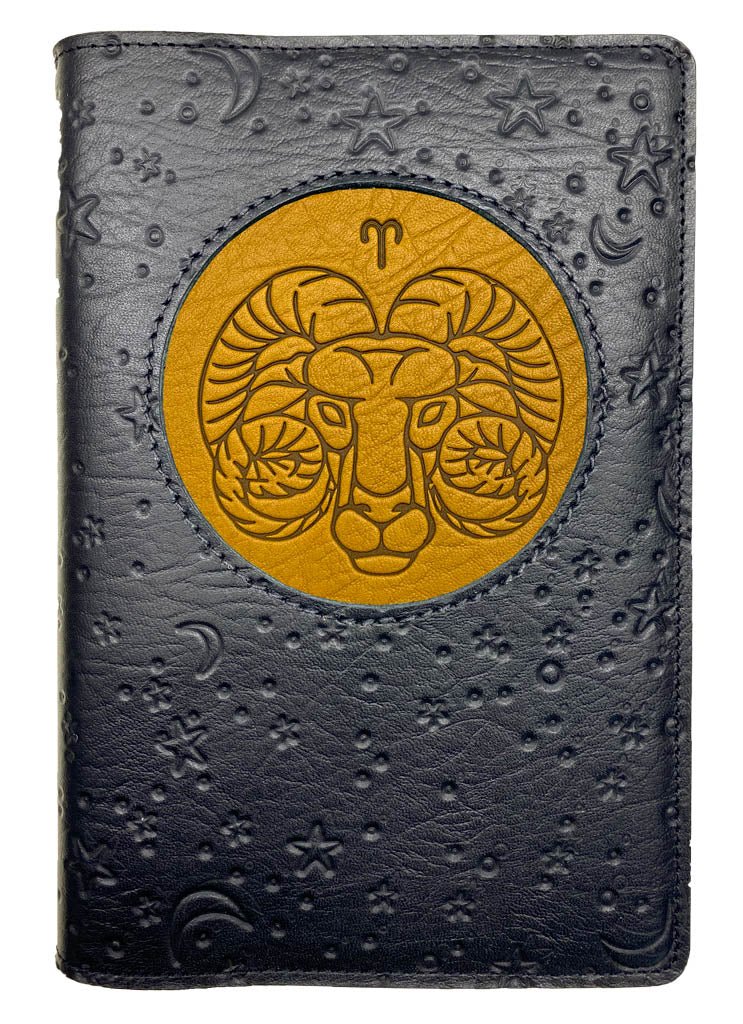 Oberon Design Zodiac Icon Journal Moon &amp; Stars, Aries, Marigold &amp; Black