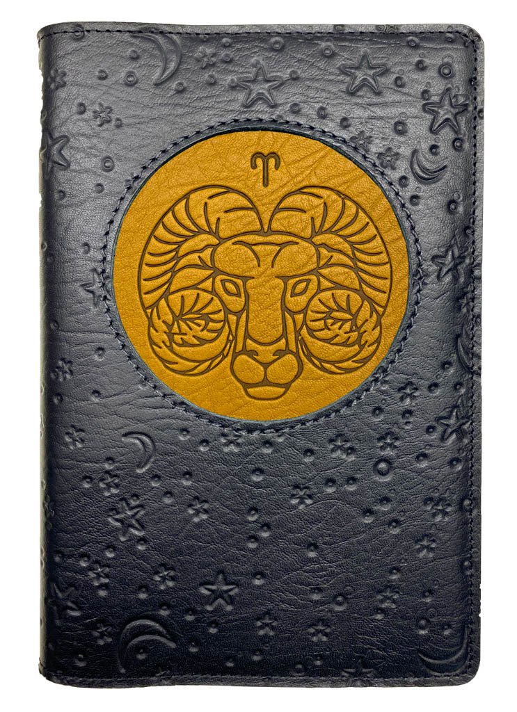 Oberon Design Zodiac Icon Journal Moon &amp; Stars, Aries, Marigold &amp; Black