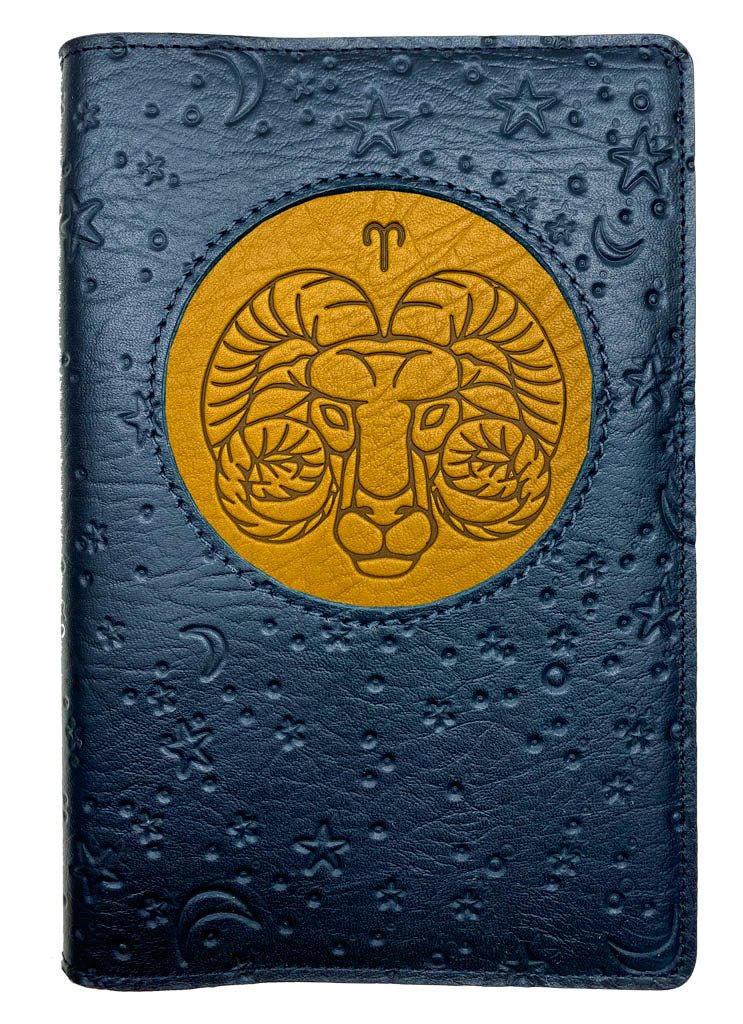 Oberon Design Zodiac Icon Journal Moon &amp; Stars, Aries, Marigold &amp; Navy