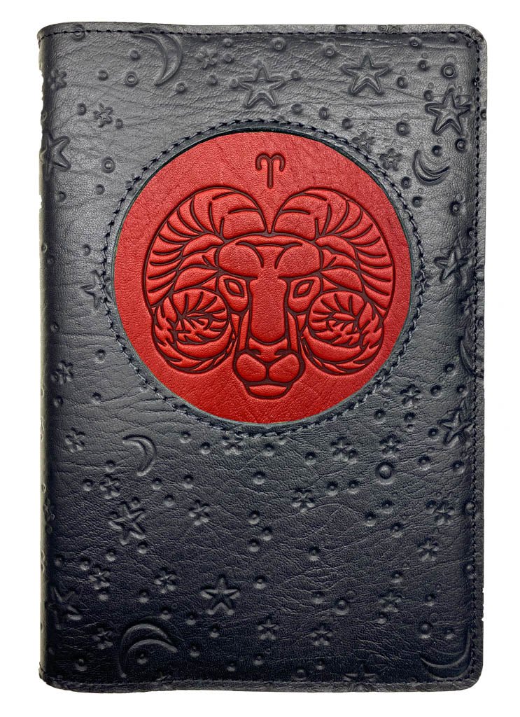 Oberon Design Zodiac Icon Journal Moon &amp; Stars, Aries, Red &amp; Black