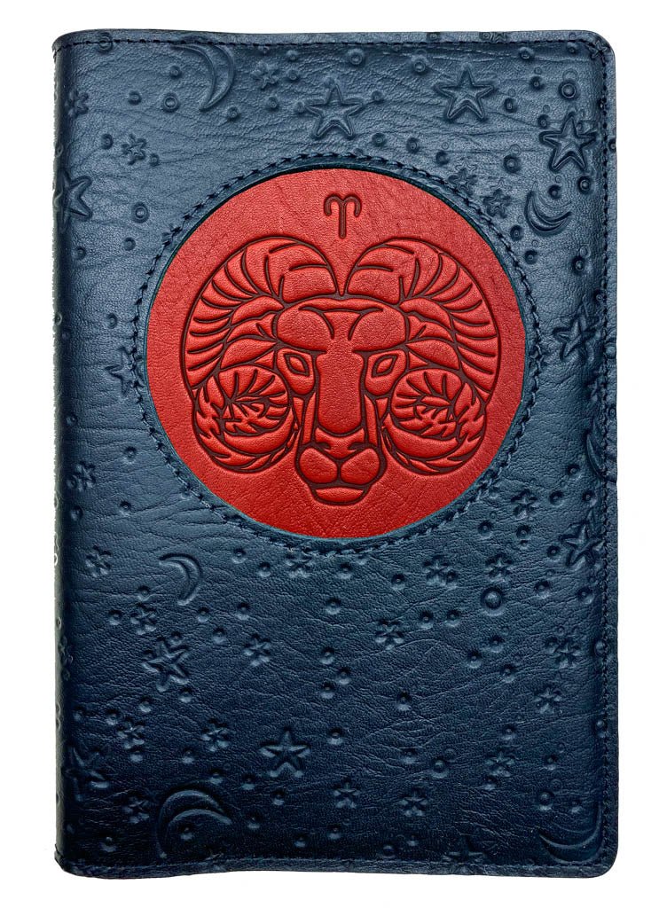 Oberon Design Zodiac Icon Journal Moon &amp; Stars, Aries, Red &amp; Navy