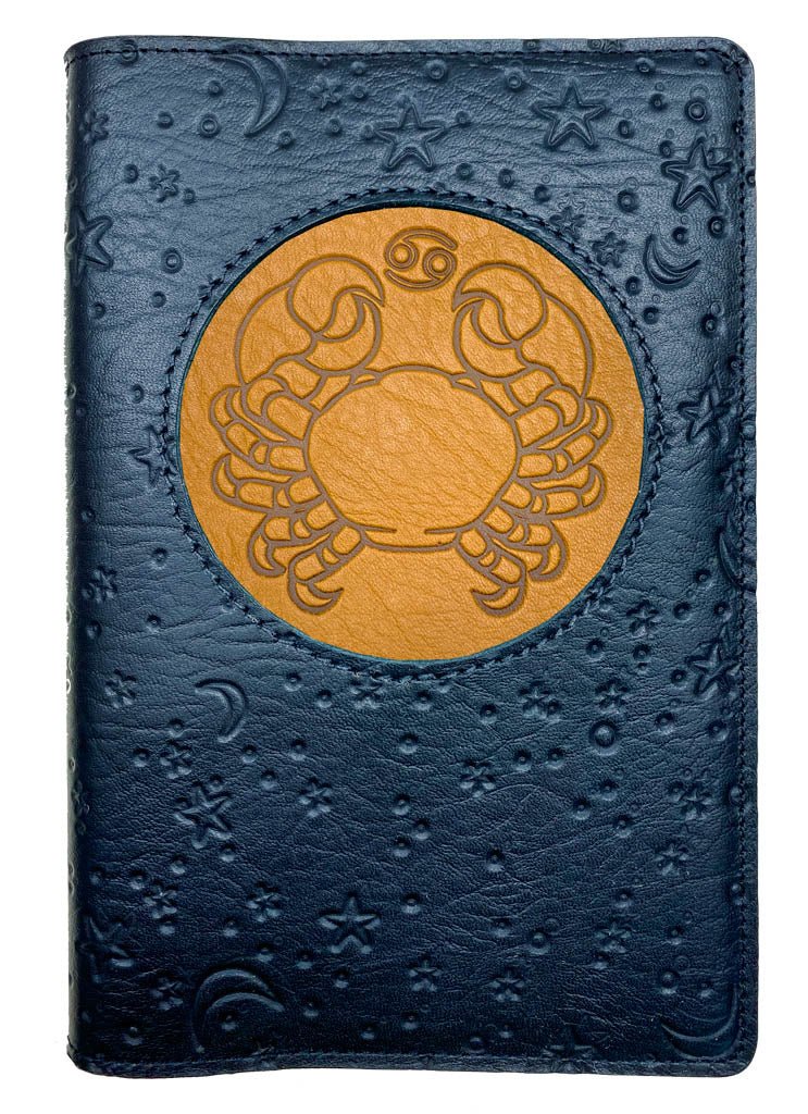 Oberon Design Zodiac Icon Journal Moon &amp; Stars, Cancer, Marigold &amp; Navy