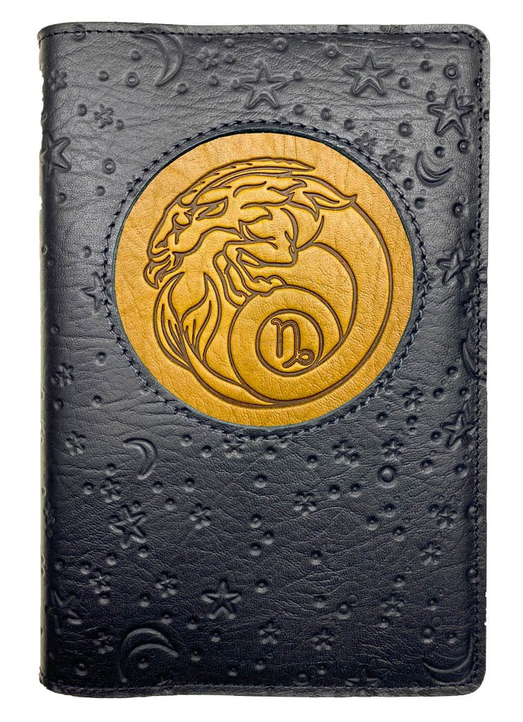 Oberon Design Zodiac Icon Journal Moon &amp; Stars, Capricorn, Marigold &amp; Black