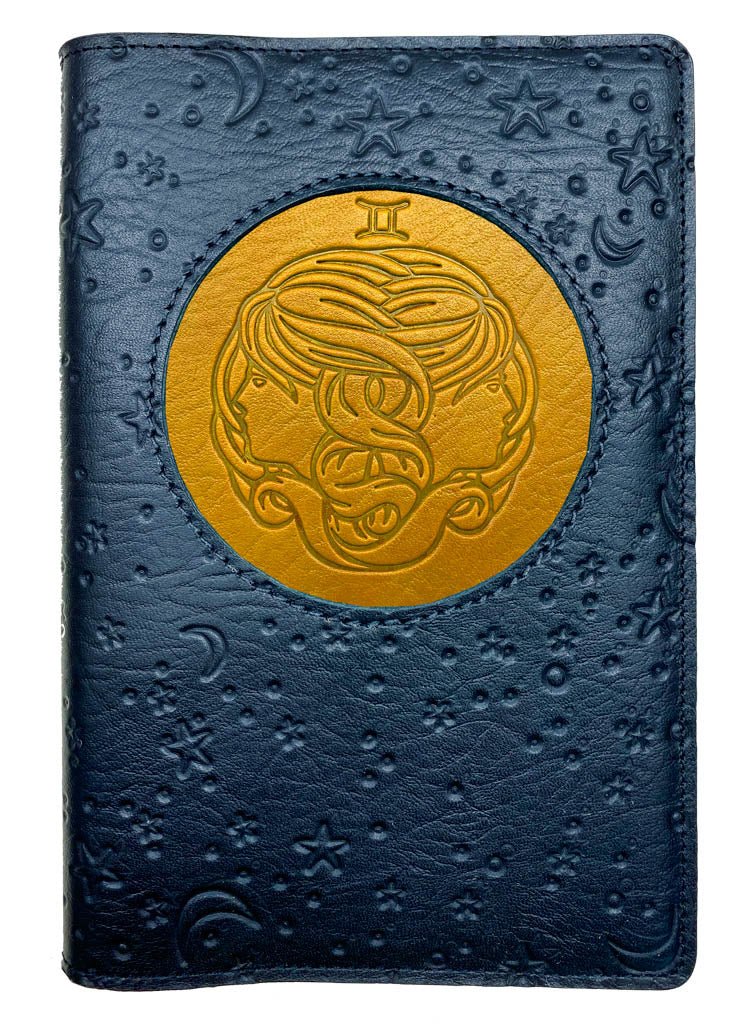 Oberon Design Zodiac Icon Journal Moon &amp; Stars, Gemini, Marigold &amp; Navy