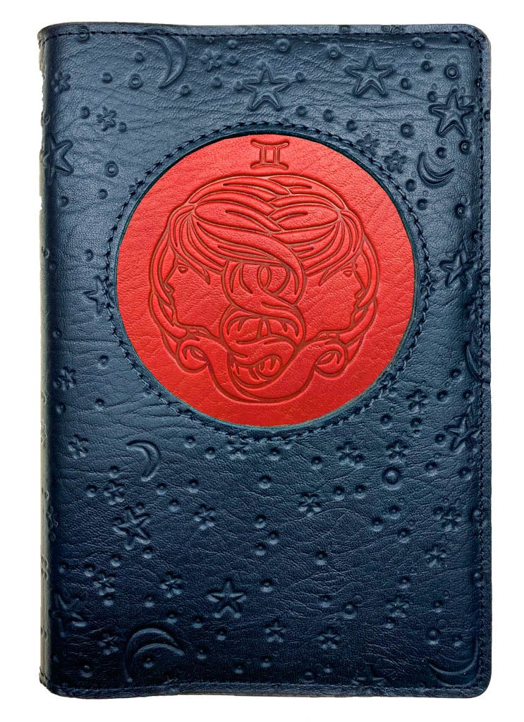 Oberon Design Zodiac Icon Journal Moon &amp; Stars, Gemini, Red &amp; Navy