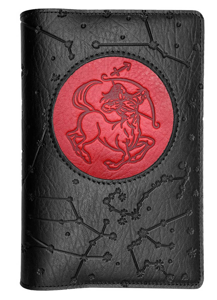 Oberon Design Zodiac Icon Journal Constellations,Saggitarius, Red &amp; Black