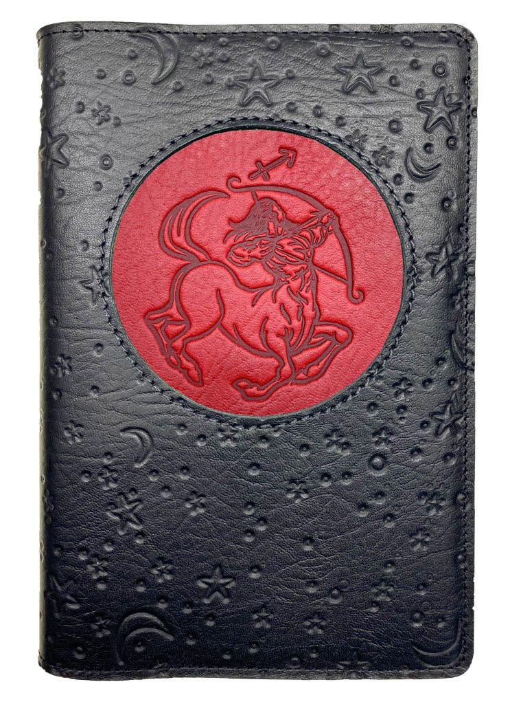 Oberon Design Zodiac Icon Journal Moon &amp; Stars, Saggitarius, Red &amp; Black