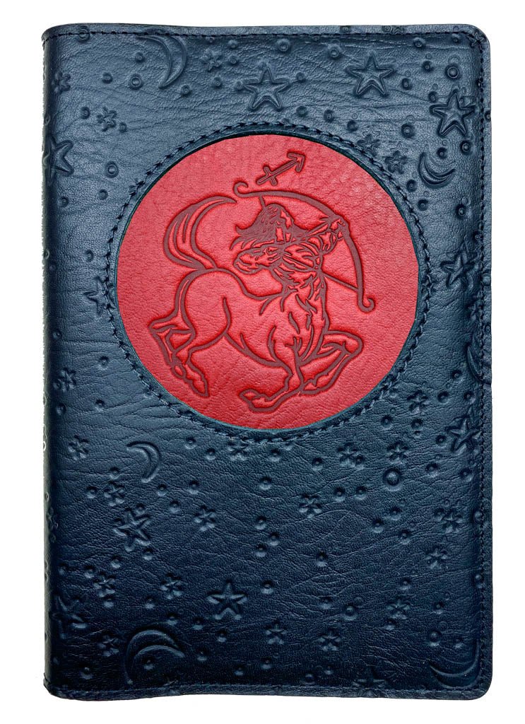 Oberon Design Zodiac Icon Journal Moon &amp; Stars, Saggitarius, Red &amp; Navy