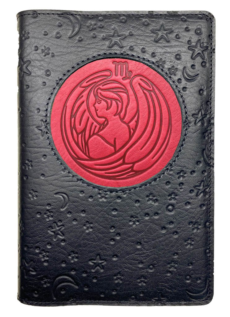 Oberon Design Zodiac Icon Journal Moon &amp; Stars, Virgo, Red &amp; Black