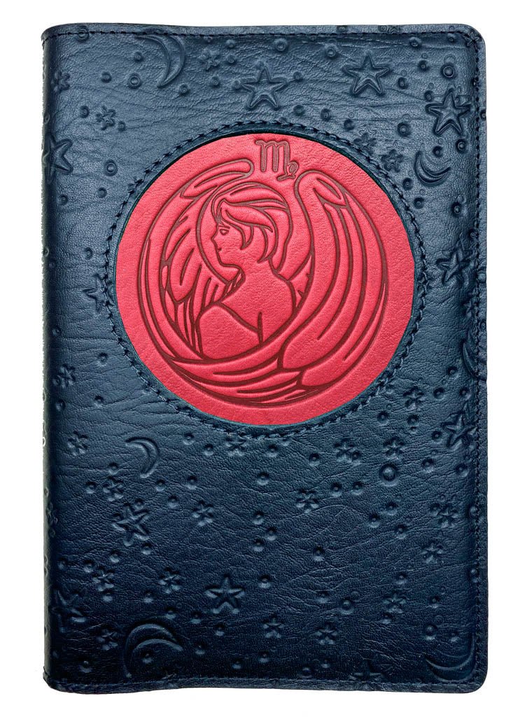 Oberon Design Zodiac Icon Journal Moon &amp; Stars, Virgo, Red &amp; Navy